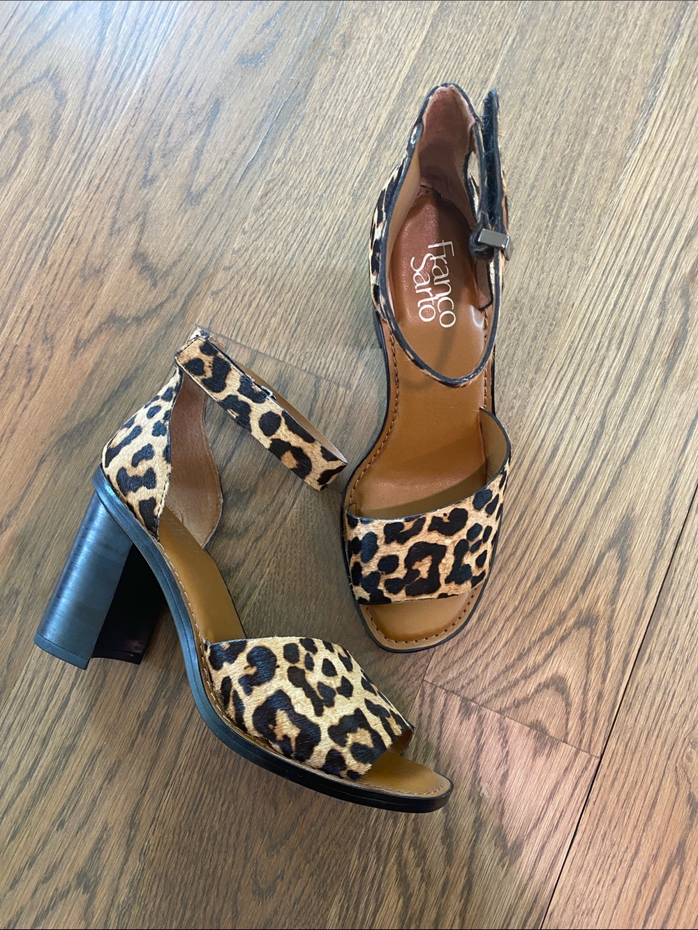 Franco Sarto Calf Hair Cheetah Heeled Sandal